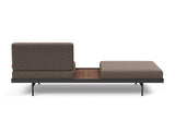 Puri daybed med valnøddebord i 530 Bouclé Taupe, set bagfra