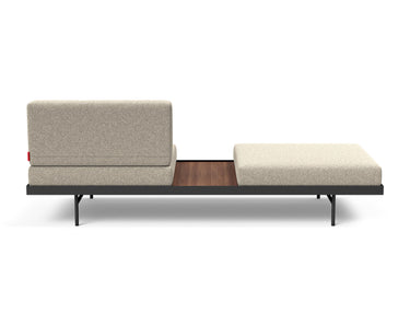 Puri daybed med valnøddebord i 539 Bouclé Beige, set bagfra