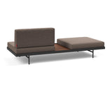 Puri daybed med valnøddebord i 530 Bouclé Taupe, set skråt bagfra