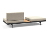 Puri daybed med egetræsbord i 539 Bouclé Beige, set skråt bagfra