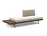 Puri daybed med valnøddebord i 539 Bouclé Beige, med bordet i enden