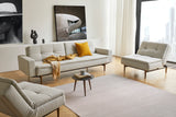 Dublexo Styletto Dark Wood sovesofa med armlæn i 527 Mixed Dance Natural i en stue, billede 2