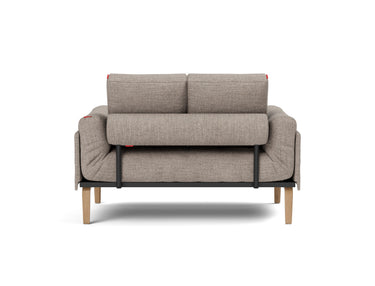 Rollo Bow daybed med Spring madras i 472 Yuveno Warm Grey, set bagfra