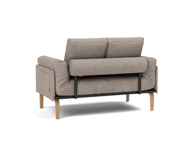 Rollo Bow daybed med Spring madras i 472 Yuveno Warm Grey, set skråt bagfra