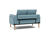 Rollo Bow daybed med Classic madras i 525 Mixed Dance Light Blue, set skråt bagfra