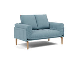 Rollo Bow daybed med Classic madras i 525 Mixed Dance Light Blue, set skråt forfra