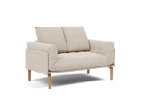 Rollo Bow daybed med Spring madras i 612 Blida Sand Grey, set skråt forfra