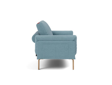 Rollo Bow daybed med Spring madras i 525 Mixed Dance Light Blue, set fra siden
