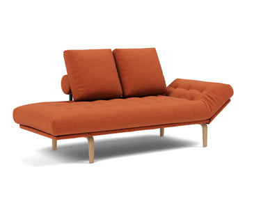 Rollo Bow daybed med Classic madras i 412 Esina Rust Orange, med hovedenden hævet