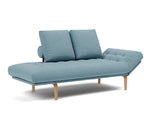 Rollo Bow daybed med Spring madras i 525 Mixed Dance Light Blue, med hovedenden hævet