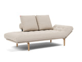 Rollo Bow daybed med Classic madras i 612 Blida Sand Grey, med hovedenden hævet