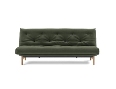 Aslak 120 sovesofa med Spring madras i 413 Esina Olive Green, set forfra