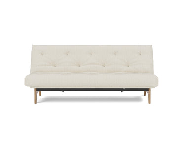 Aslak 120 sovesofa med Spring madras i 531 Bouclé Off White, set forfra
