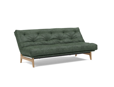 Aslak 120 sovesofa med Nordic Soft Spring madras i 281 Avella Pine Green, med ryglænet lænet tilbage