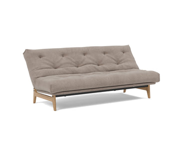 Aslak 120 sovesofa med Classic madras i 318 Cordufine Beige, med ryglænet lænet tilbage