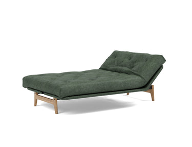 Aslak 120 sovesofa med Nordic Soft Spring madras i 281 Avella Pine Green, med hovedenden hævet