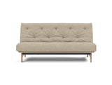 Aslak 140 sovesofa med Latex madras i 356 Taura Sand, set forfra