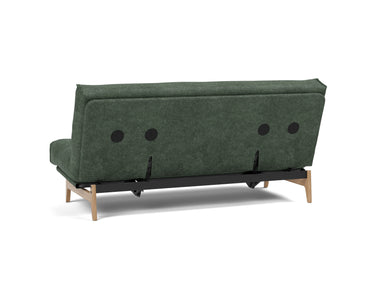 Aslak 140 sovesofa med Soft Spring madras i 281 Avella Pine Green, set skråt bagfra