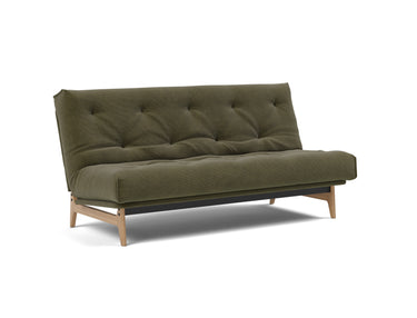 Aslak 140 sovesofa med Latex madras i 316 Cordufine Pine Green, set skråt forfra