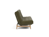 Aslak 140 sovesofa med Latex madras i 316 Cordufine Pine Green, set fra siden