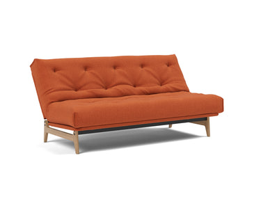 Aslak 140 sovesofa med Soft Spring madras i 412 Esina Rust Orange, med ryglænet lænet tilbage