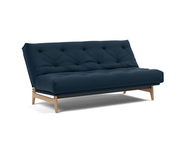 Aslak 140 sovesofa med Classic madras i 528 Mixed Dance Blue, med ryglænet lænet tilbage