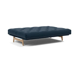 Aslak 140 sovesofa med Latex madras i 528 Mixed Dance Blue, slået ud til seng