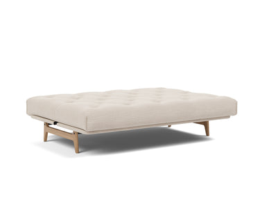 Aslak 140 sovesofa med Soft Spring madras i 612 Blida Sand Grey, slået ud til seng