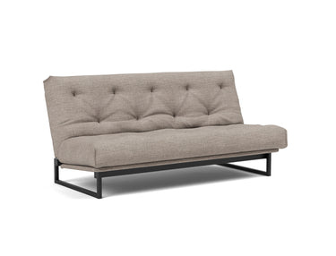 Fraction 140 sovesofa med Soft Spring madras i 472 Yuveno Warm Grey, set skråt forfra