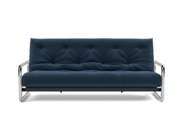 Lomira sovesofa med Latex madras i 414 Esina Indigo Blue, set forfra