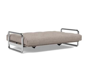 Lomira sovesofa med Spring madras i 472 Yuveno Warm Grey, slået ud til seng