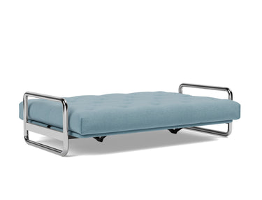Lomira sovesofa med Latex madras i 525 Mixed Dance Light Blue, slået ud til seng