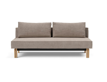 Sly Wood sovesofa i 318 Cordufine Beige, set forfra