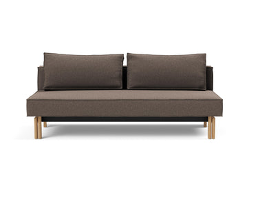 Sly Wood sovesofa i 530 Bouclé Taupe, set forfra