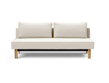 Sly Wood sovesofa i 531 Bouclé Off White, set forfra