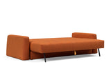 Cone sovesofa i 412 Esina Rust Orange, slået ud til seng