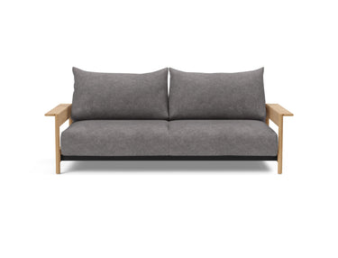 Malloy Wood sovesofa i 282 Avella Warm Grey, set forfra