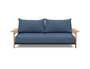 Malloy Wood sovesofa i 302 Weda Blue, set forfra