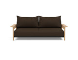 Malloy Wood sovesofa i 358 Taura Chocco, set forfra