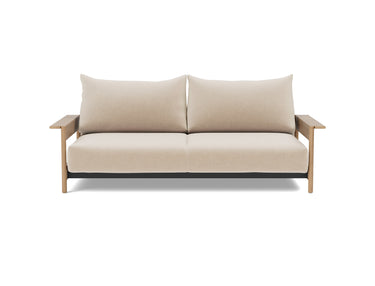 Malloy Wood sovesofa i 410 Esina Almond, set forfra