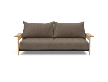 Malloy Wood sovesofa i 411 Esina Cedar Brown, set forfra