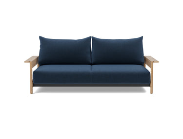 Malloy Wood sovesofa i 414 Esina Indigo Blue, set forfra