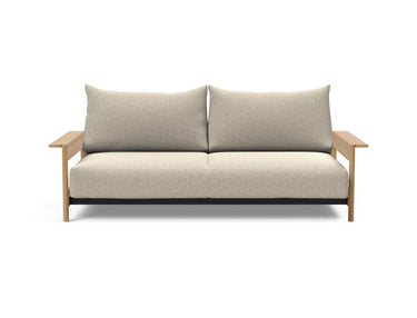 Malloy Wood sovesofa i 539 Bouclé Beige, set forfra