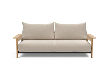 Malloy Wood sovesofa i 612 Blida Sand Grey, set forfra