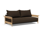 Malloy Wood sovesofa i 358 Taura Chocco, set skråt forfra