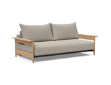 Malloy Wood sovesofa i 579 Kenya Gravel, set skråt forfra