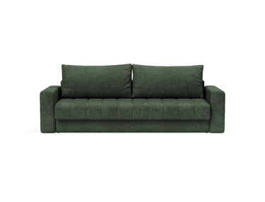 Akello sovesofa med armlæn i 281 Avella Pine Green, set forfra