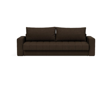 Akello sovesofa med armlæn i 358 Taura Chocco, set forfra