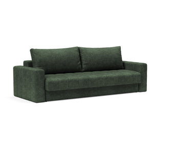 Akello sovesofa med armlæn i 281 Avella Pine Green, set skråt forfra