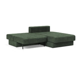 Akello sovesofa med chaiselong i 281 Avella Pine Green, slået ud til seng